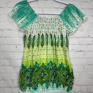 Vintage Whimsy Fairy‎ Women's Y2K 90's babydoll green blouse top sz S